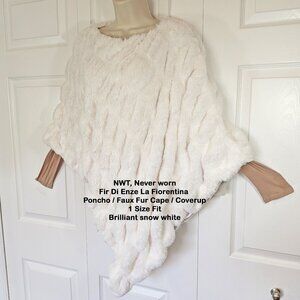NWT, Fir Di Enze La Fiorentina Poncho / Faux Fur Cape / Coverup, 1 Size, White